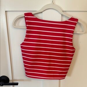 Abercrombie & Fitch Red and White Striped Tank Top